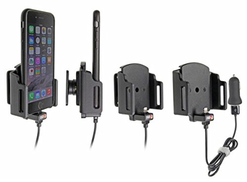 Brodit 521666 Gerätehalter aktiv auf USB inkl. KFZ-Ladeadapter für Apple iPhone 6/6s/iPhone 7 mit Apple-Hülle, verstellbar, Schwarz
