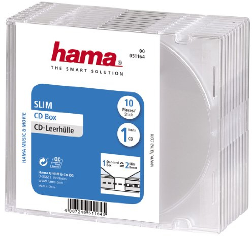 Hama Boîtier CD Slim, Lot de 10, Transparent