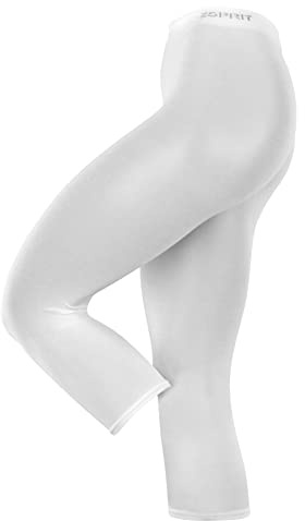 ESPRIT Cotton Capri W Le algodón lisos 1 pieza, Leggings Mujer, Blanco White 2000, 36-38