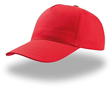 Cappellino Con Visiera Baseball Uomo Donna Cotone 5 Pannelli Atlantis Start Five, Colore: Rosso, Taglia: Unica