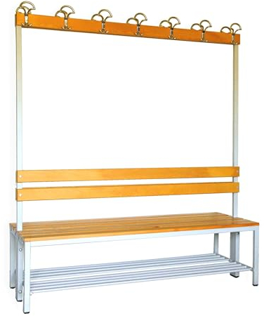Szagato Garderobenbank Mit Haken 2-Seitig - 2 Sitzbänke Mit Schuhrost, HxBxT 170x150x60 cm | Umkleidebank, Garderobe Mit Sitzbank für Kindergarderobe