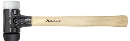 Wiha Martillo de cara blanda Safety de dureza media/muy duro con mango de madera Hickory, cabezal redondo 80, 490 mm (26582)