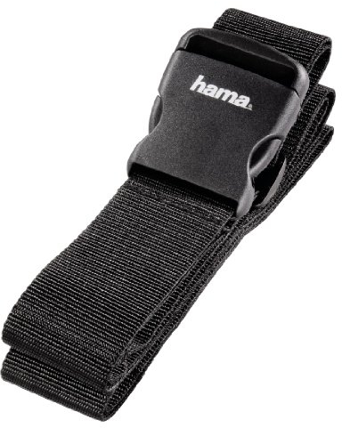 Hama Gepäckgurt, Band zum sicheren Verschließen der Koffers auf Reisen, schwarz, 5x200 cm