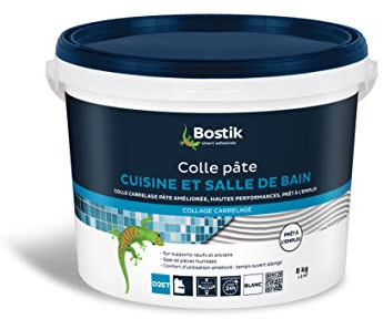 Colle Carrelage BOSTIK Cuisine et Salle de Bain - Pâte - D2ET Blanc - 8 kg - Prêt à l'emploi