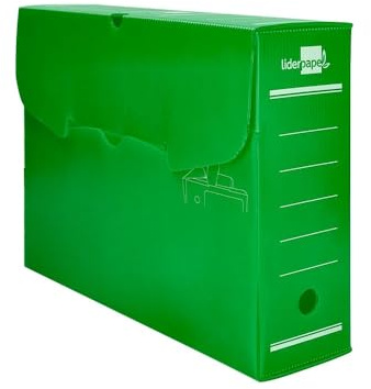 Liderpapel - Caja archivo definitivo plastico verde tamaño 36x26x10 cm (5 unidades)