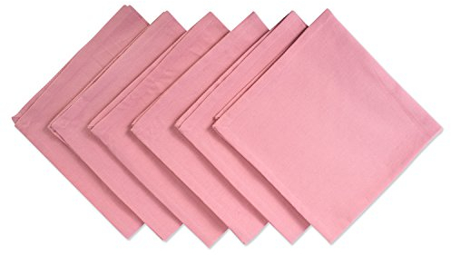 DII Solid Pastel Napkin Set Cotton, Machine Washable, 20x20 Inch, Pink Sorbet, 6 Count