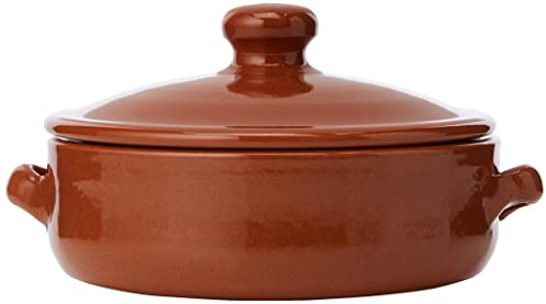 Amazing Cookware SB133 Natural Terracotta Deep Dish with Lid (Diameter 15cm, Depth 5cm) , Brown