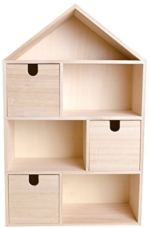 Artemio 14002224 Haus zum Dekorieren mit 3 Schubladen Holz 30,5 x 48,5 x 12 cm