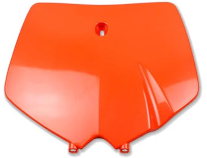 POLISPORT 8660300001 - Portanúmeros frontal réplica OEM fabricado en plástico brillante duradero y resistente compatible con motocicletas KTM en color naranja