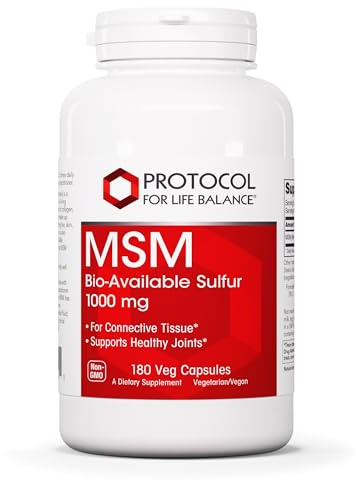 PROTOCOL FOR LIFE BALANCE MSM Bioavailable Sulfur - 1,000mg - Supports Joint Health & Healthy Hair, Skin & Nails* - Vegan & Non-GMO - 180 Veg Capsules