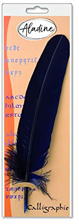Aladine - Plume d’Oie Taillée - Calligraphie Latine - Écriture Médiévale - Plume D’Oie Véritable - Couleur Noire, Noir
