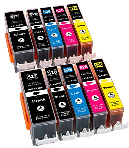 ESMOnline 10 komp. Druckerpatronen als Ersatz zu Canon PGI-525 CLI-526 für Pixma iP4850 iP4950 iX6550 MX715 MX885 MX895 MG5100 MG5150 MG5200 MG5250 MG5300 MG5350 MG6150 MG6250 MG8150 MG8250 (10er Set)