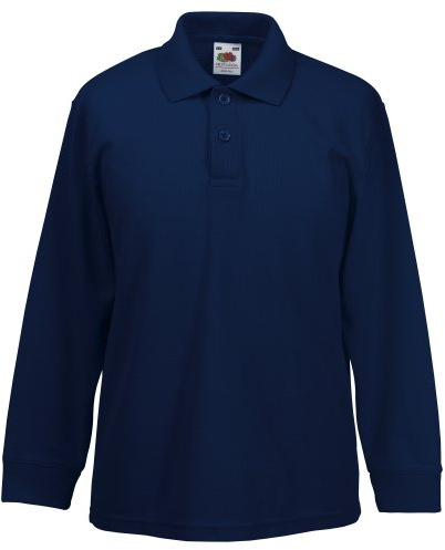 Fruit of the Loom Childrens Long Sleeve 65/35 Pique Polo/Childrens Polo Shirts (12-13) (Deep Navy)