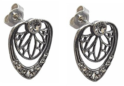 Ohrstecker Ohrringe 925 Silber facettiert geschliffene Schmuckkristalle Jugendstil