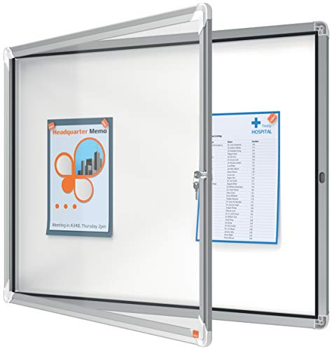 Nobo Bacheca Magnetica per Esterno con Serratura, 8 x A4, Gamma Premium Plus, Bianco, 1902579