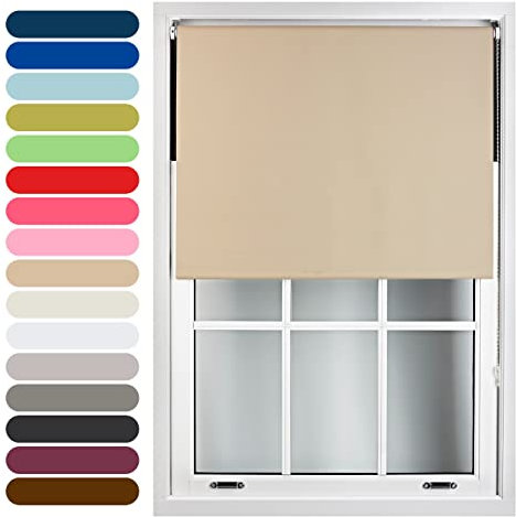 FURNISHED Roller Blinds Thermal Blackout Roller Blind - Trimmable Insulated UV Protection Child Safe Easy Fit Home Office Window Blinds, Cappuccino, 120W x 165H cm