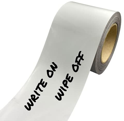 Gloss White Magnetic Tape Easy Wipe Racking Strip 80mm Wide x 0.8mm Thick x 10M Long - Blank Write On Wipe Off Magnets , Magnetic Whiteboard Strips, Writable Flexible Magnet Sheet - Magnetic Whiteboard Tape Write on Wipe Off