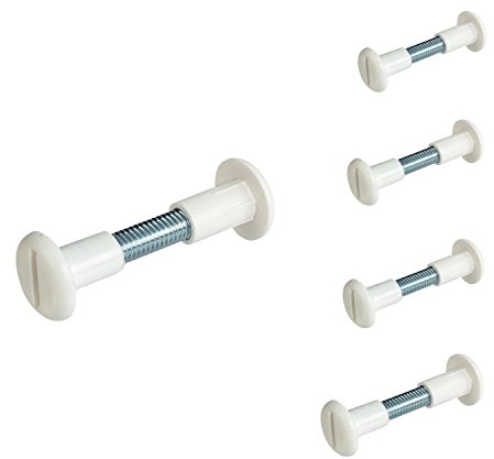 Gedotec Möbelverbinder Schrauben Verbindungsschrauben mit Hülse Stahl - Kunststoff weiß | Hülsenschrauben Holz-Dicke 34-43 mm mit Flachklinge | Schrankverbinder M6 Gewinde | 10 Stück - Möbelschrauben