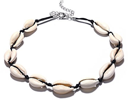 Collier ras-du-cou bohème pour femme en coquillages cauris Noir