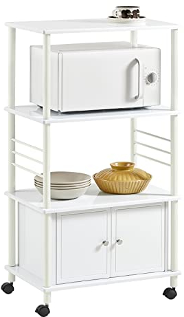 SoBuy Mueble Microondas Cocina Estante de Cocina Carrito Auxiliar con Ruedas Blanco 40 x 60 x 114 cm FRG12-W ES