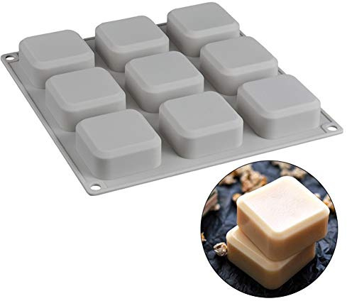 Ototon - Stampo per Sapone in Silicone, Quadrato, 9 stampi per Sapone per Fabbricazione di Sapone a Mano, Artigianato Gelato