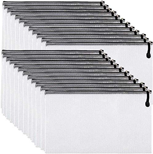 Plastikhüllen A4 Zip Wallets Ziplock Bags Zip Folder Zipper Bag A4 Ordner Dokumententasche (schwarz, 24 Stück)
