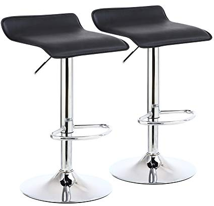 KKTONER 2 x Barhocker Höhenverstellbar drehbar aus PU Leder Schwarz