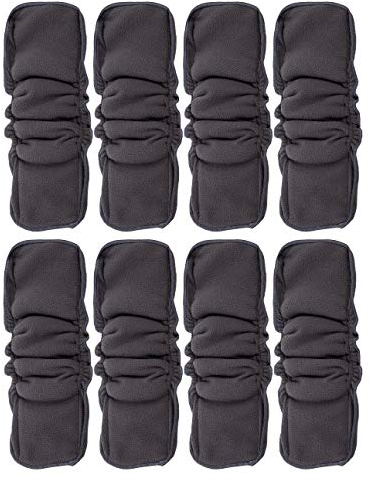 Happy Cherry Stoffwindeleinlagen Waschbare Babywindeln Wiederverwendbare Bambuskohlefaser Baby Windeleinlagen Schwarz - 8 Stück