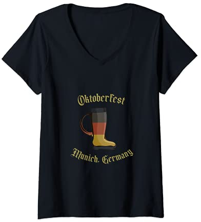 Femme Botte de bière allemande pour fête de la bière de Munich (Allemagne) T-Shirt avec Col en V