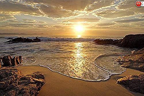 ZZXIAO Papel tapiz fotográfico 3D amanecer mar océano ola puesta de sol playa cartel de pared pegatinas de pared deco pared Decoración Fotomural sala Pared Pintado Papel tapiz no tejido-350cm×256cm