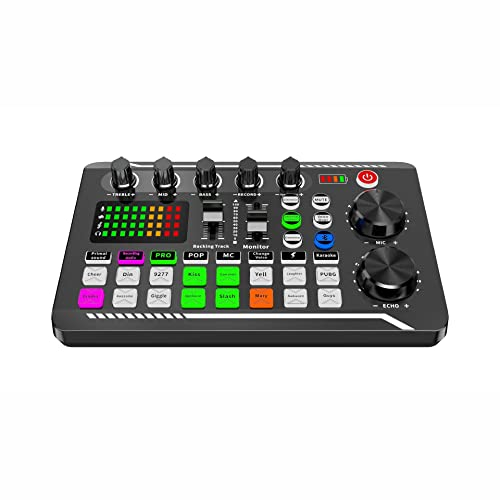 Tarjeta de Sonido en Vivo, Mezclador de Audio Portátil Multifuncional, Consola de Mezcla de Sonido de DJ con Reducción de Ruido, Placa Mezcladora de Sonido de Cambiador de Voz, Tarjeta de Sonido Exter