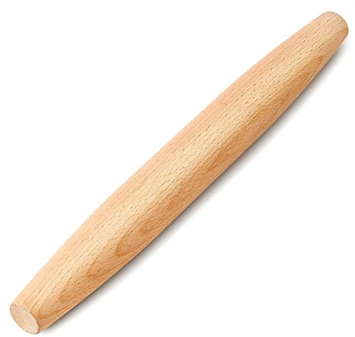 French Rolling Pin for Baking (11.8 Inches) - Tuyotue Beech Wood Tapered Rolling Pin Dough Roller for Pizza Dough, Pie Crust Cookie Fondant Dumpling