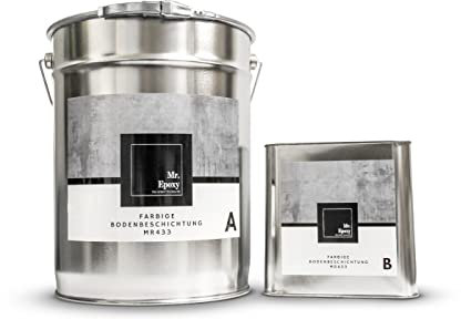 Mr. Epoxy Epoxidharz Bodenbeschichtung (1 kg, RAL 7006 Beigegrau) - 2K Betonfarbe für Garagen, Keller & Werkstatt Boden - Flüssigkunststoff Epoxid Grundierung und Bodenversiegelung