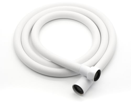 Vancoco PVC Duschschlauch 1.5m G1/2 Anschluss Weiß mit Filter Edelstahl Netz doppeltem Verdrehschutz, Knick- und Reißfest