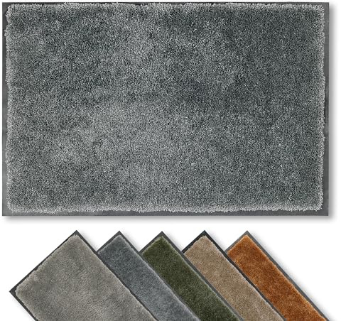 Astra Felpudo de Interior Antideslizante Sostenible Anti-Polvo - Alfombrilla de Pasillo Lavable a Mano - Fácil Cuidado - Antracita 40x60 cm