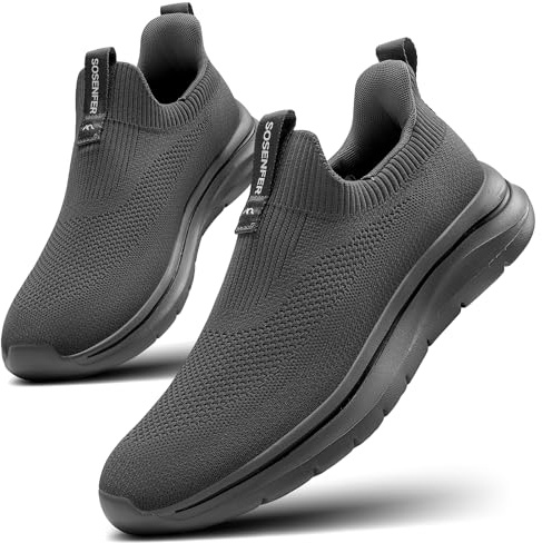 Sosenfer Slip on Sneaker Hommes Chaussures Respirantes sans Lacets Baskets Confortables Chaussures de Sport décontractées Légères Chaussures de Marche pour Hommes