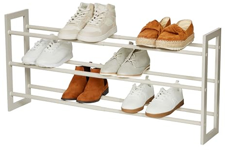 Love IT Store IT - LOFT - Étagère à Chaussures Empilable - Métal et Bois - Jusqu'à 15 Paires de Chaussures - 3 Niveaux - Extensible et Stable - Gris