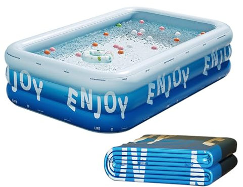 Piscine Gonflable - Piscine Familiale Extérieure pour Adultes,Structure Rectangulaire Résistante aux UV pour Activités Estivales Plage Jardin Hommes Femmes