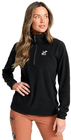 RevolutionRace Hiker Half-Zip Fleece für Damen, Leichter und elastischer Fleece mit halbem Reißverschluss, Black, M
