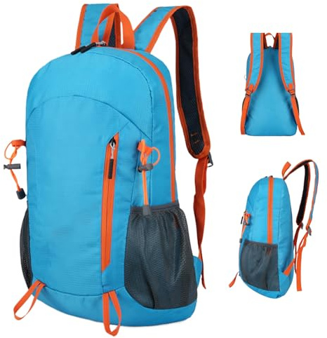 Generisch Sac à dos de jour pour la randonnée, le camping, la randonnée, le camping, étanche et pliable, pour femmes et hommes, en plein air, trekking, cyclisme, pêche, bleu clair, voir description