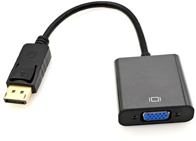 JZK Cable DisplayPort (DP) a VGA, cable adaptador conversor unidireccional chapado oro 1080P de DisplayPort macho a VGA hembra para portátiles, monitores, para Lenovo, para Dell, para HP, para ASUS