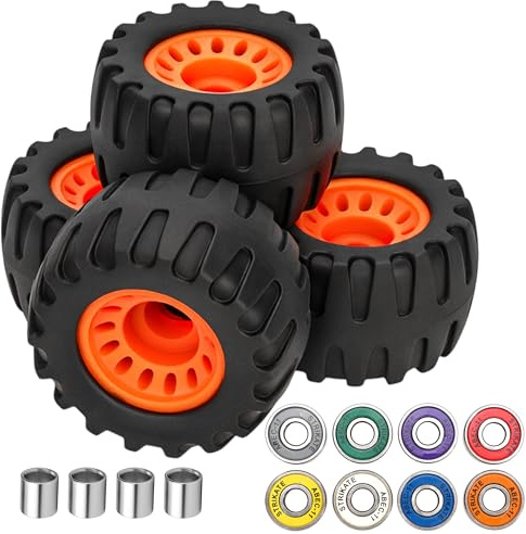 Off Road Skateboard Longboard Wheels Fit for Your Professional CruiserSkateboard Set of 4 Street Skateboard Cruiser Wheels Contain Bearings and Sleeves, Replace for All Terrain Long Board Wheel