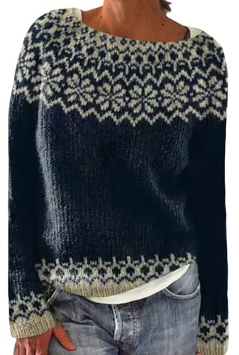 Maglioni In Cashmere Donna Maglioncino Colorato Casual Lungo Chic a Maglia Maglione Sportiva Da Donna Maglioncini Girocollo Caldo Pullover Norvegese Aperto Felpe Vintage In Lana Jacquard Invernale