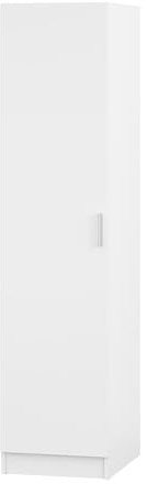 Panana Modern 1 Door Wardrobe with Hanging Rail and Storage Shelf, Compact Bedroom Clothes Cupboard Organizer Furniture, Easy Assembly (White)