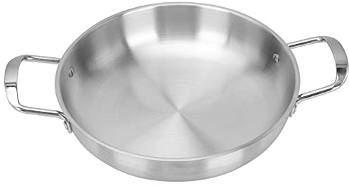 Cabilock Portable Stainless Steel Paella Pan for Cooking and Serving Cooking Soup Pot Cookware 26CM