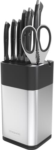 YIYOBEATFO Knife Block Holder,Universal Knife Block Without Knives, Space Saving Knife Storage and Protect Blades, Unique Modern Design with Knife Sharpener and Scissor Slot.