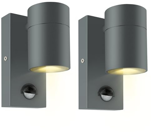 Kerry Outdoor Wall Light with Sensor, Downlight, Mains Powered, 2 Pack