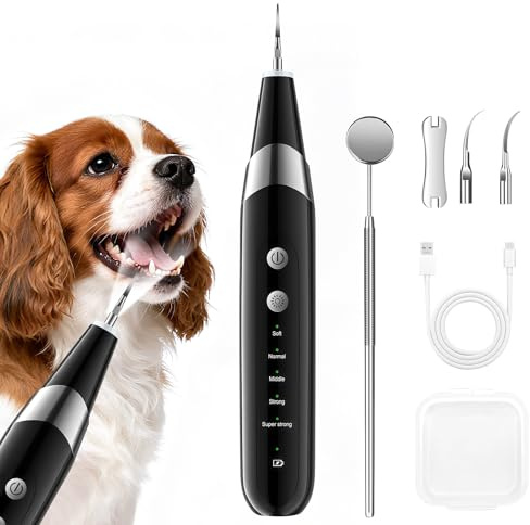 InFanso Dog Plaque Remover PR400, Ultrasonic Pet Teeth Cleaning Products with LED Light for Tartar Removal, 5 Modes, Rechargeable & Lightweight for Dogs and Cats, Black