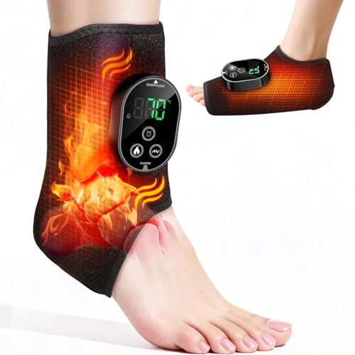 Auniq Ankle Heated Massager, 5 in 1 Cordless Therapy Foot Massager for Pain and Circulation, Portable Electric Ankle Massage with 6 Heat Level & 3 Massage Mode Feet Heating Pad for Heel, Sole, Arch
