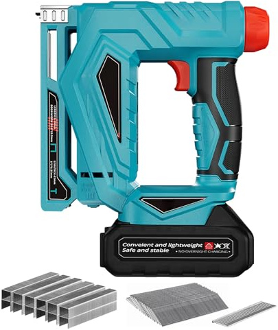 Pistola de clavos compatible con Makita de 18 V batería de litio, Grapadora de uñas inalámbrica, 2 en 1 Clavadora bateria Grapadora eléctrica Inalámbrica con 1000 clavos y 1000 grapas
